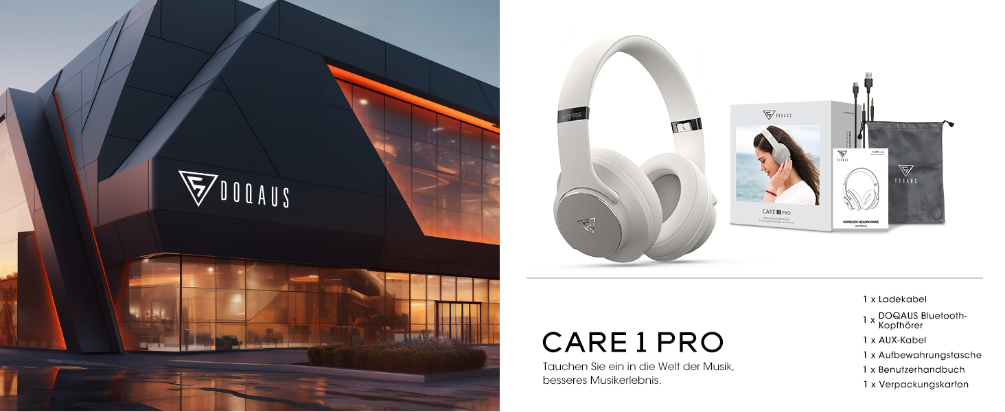 DOQAUS Бездротові навушники Over-Ear Bluetooth 5.3 з мікрофоном, 90 годин роботи, HiFi стерео звук, глибокі баси, сірий