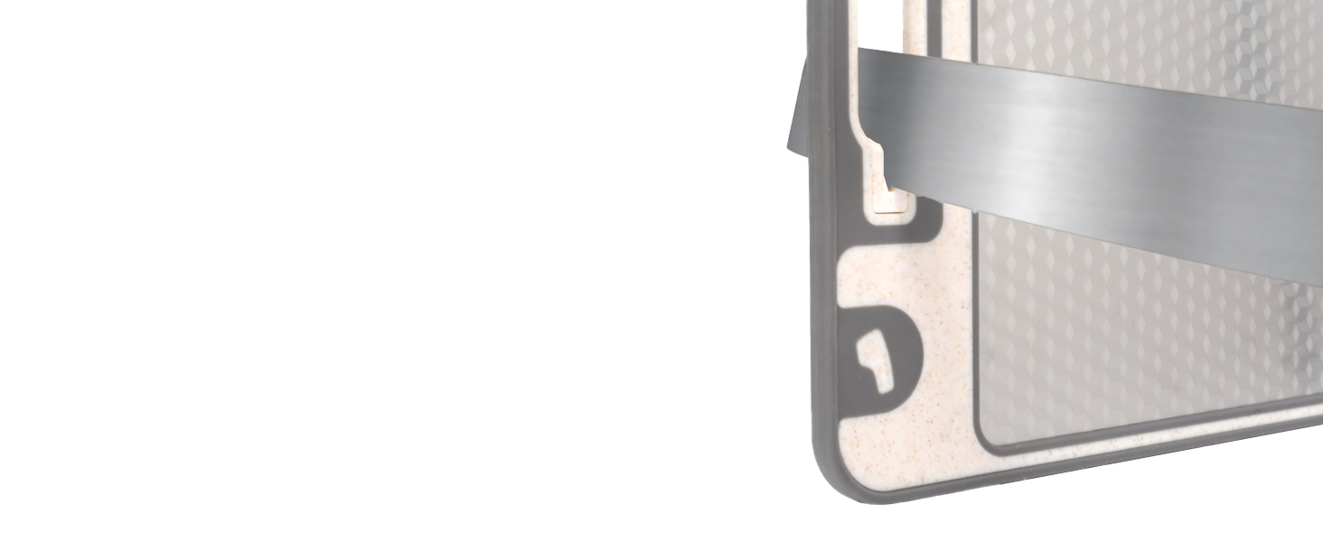 Ніжне велике обрізне дошка XIAPIA з нержавіючої сталі 304 та пластику з точилкою для ножів, 44x30x2,6 см, з соковидавом та лінійкою, антибактеріальне, без BPA