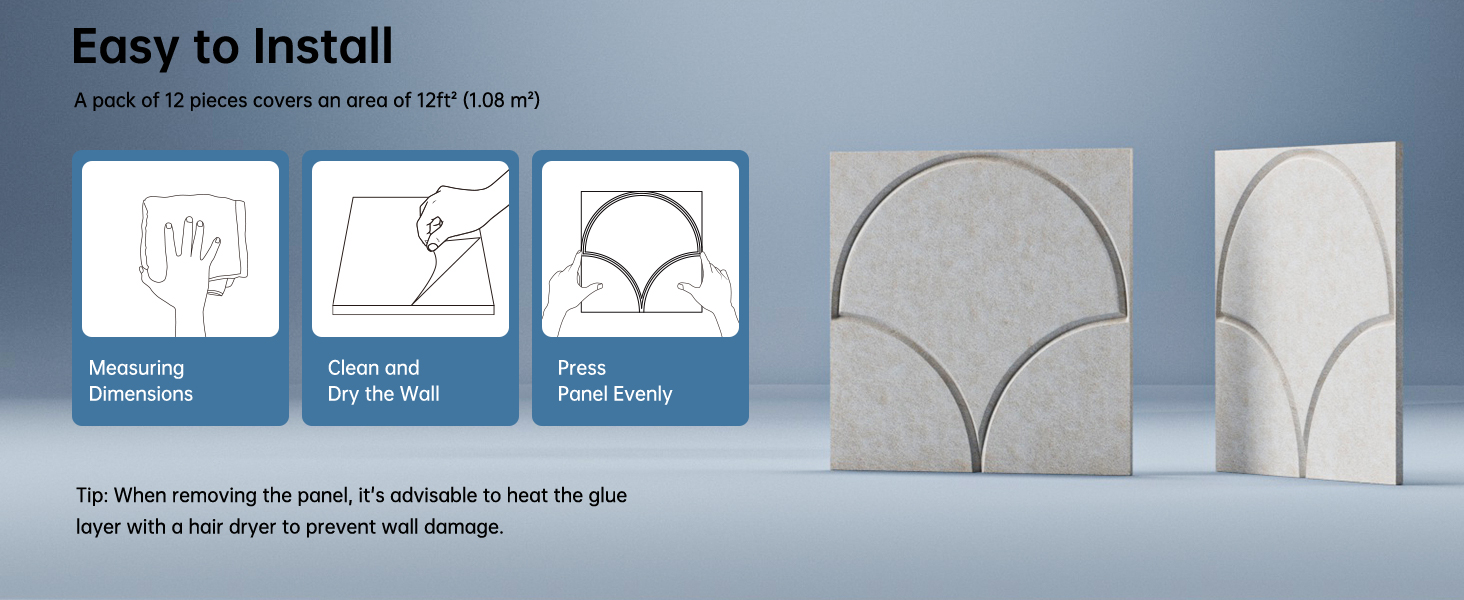 Акустичні панелі Soundsbay для звукоізоляції та декору стін, самоклеючі звукопоглинаючі плити з поліестеру, 30x30x0.9 см, світло-бежевий, 12 шт.