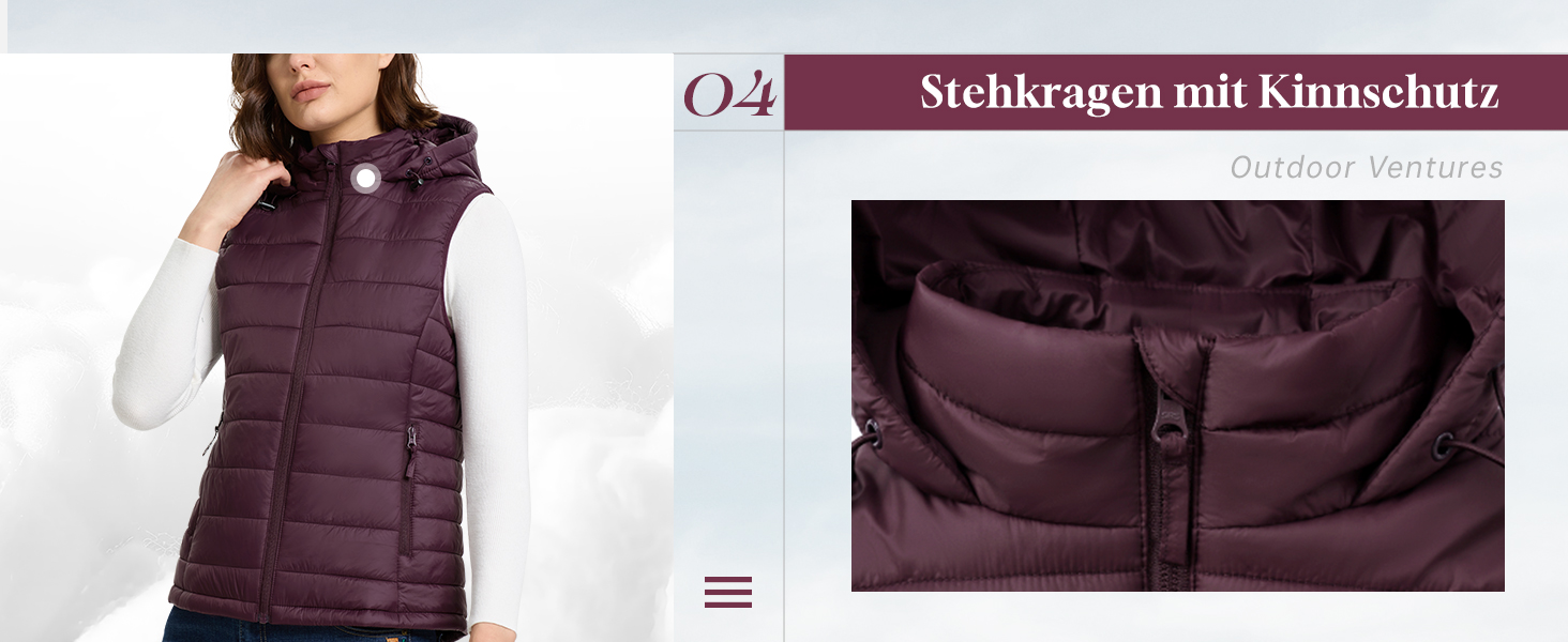 Стьобана жилетка Outdoor Ventures для жінок з капюшоном: тепла спортивна жилетка для походів, кемпінгу та їзди на велосипеді (Рожева, L)