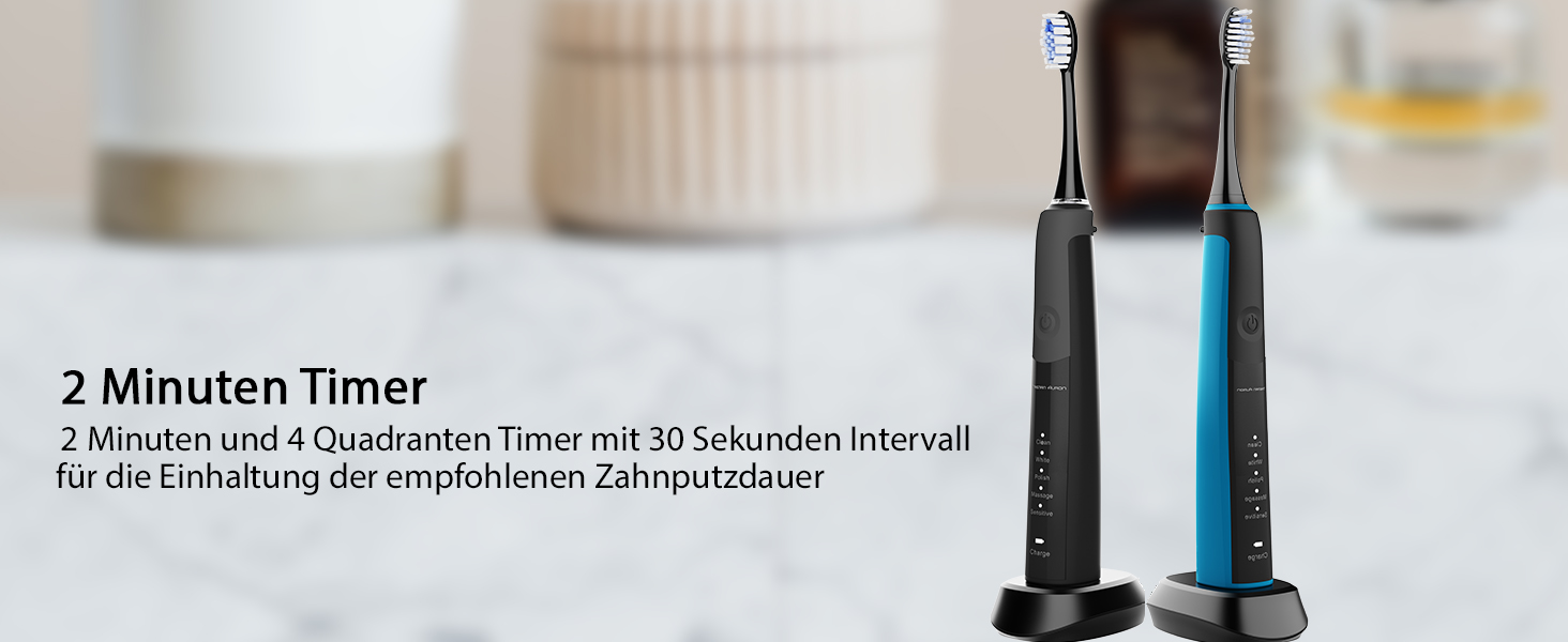 Електрична зубна щітка Tristan Auron SonicMaster - 55 000 вібрацій, 5 режимів, 60 днів акумулятора, UV-стерилізатор, 6 насадок, чорний колір