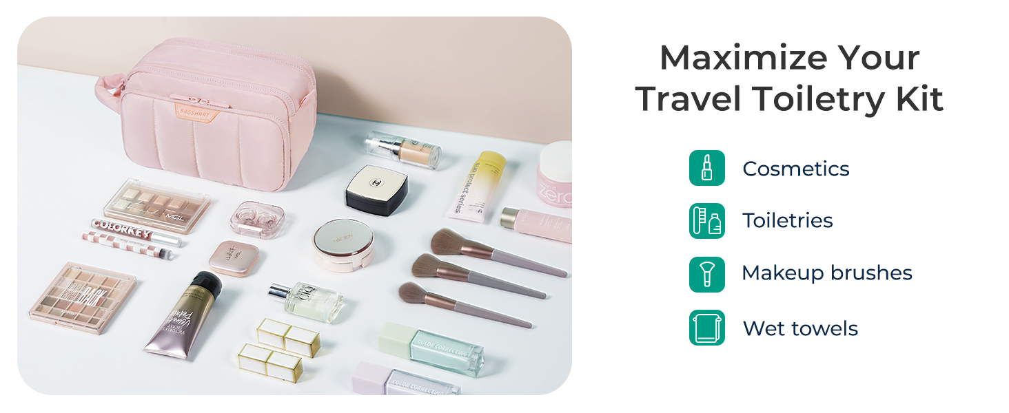 BAGSMART Косметичка для подорожей, органайзер для макіяжу та туалетних аксесуарів, чорна