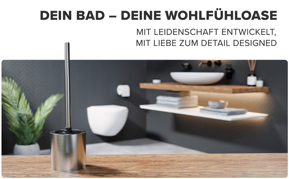 Набір для чищення унітазу Skrova | Силіконова щітка для унітазу | Без підставки | Чорний матовий, з підставкою | Змінний WC-головка