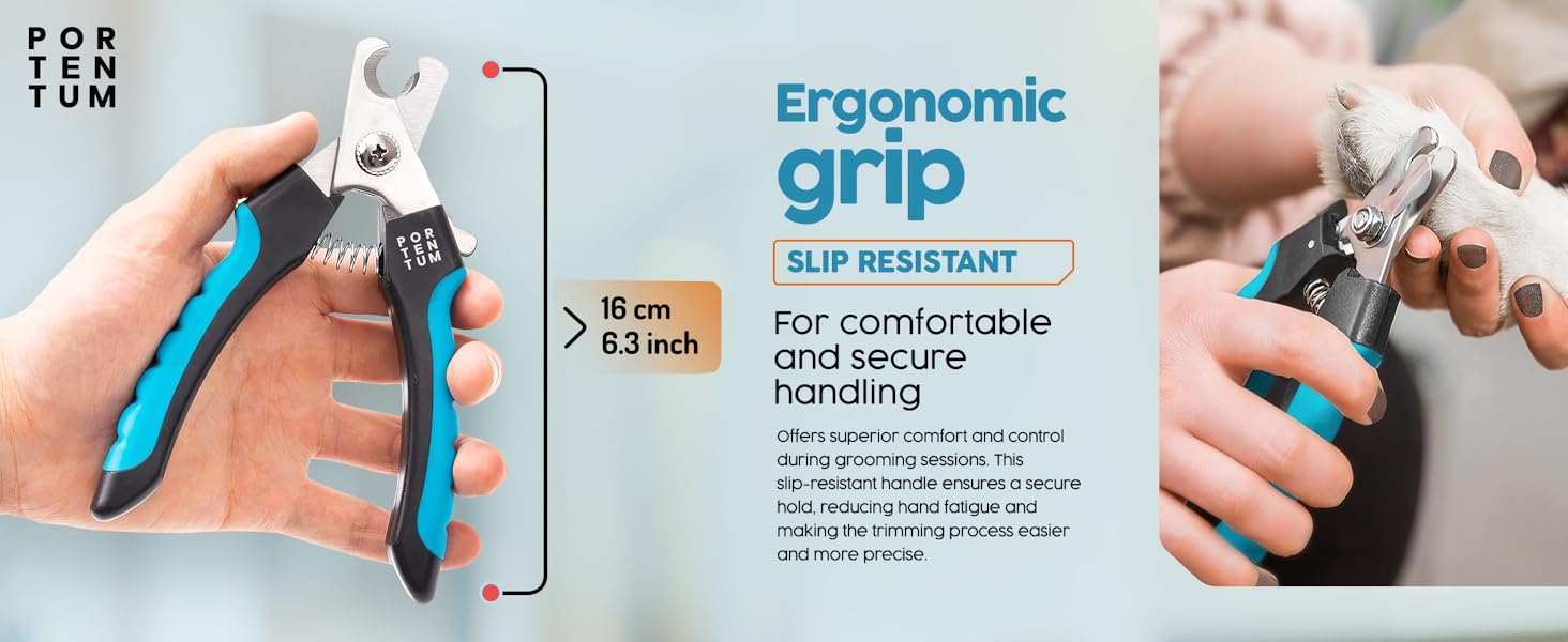 Ножиці для обрізки кігтів собак та котів PORTENTUM з пилочкою, нержавіюча сталь, безпечний захист, 6 дюймів