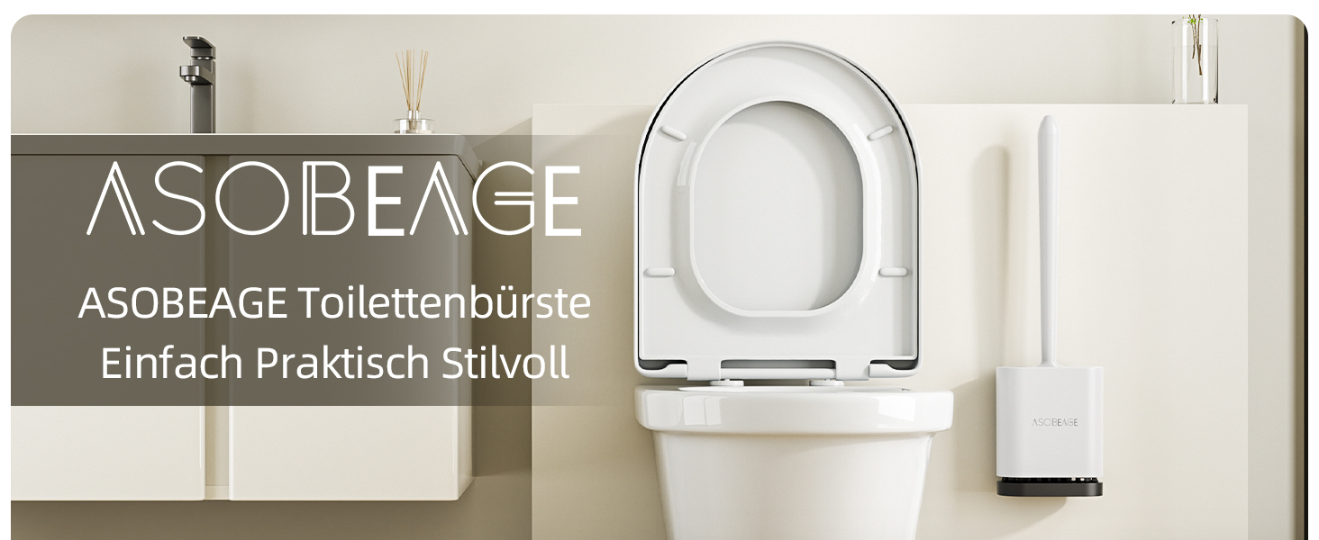 Щітка для унітазу ASOBEAGE з силікону: гнучкий наконечник, ручка з нержавіючої сталі, настінний кріплення, швидковисихаючий тримач для чищення ванної кімнати (Чорний) (Ширина 3 см, 1 шт.)