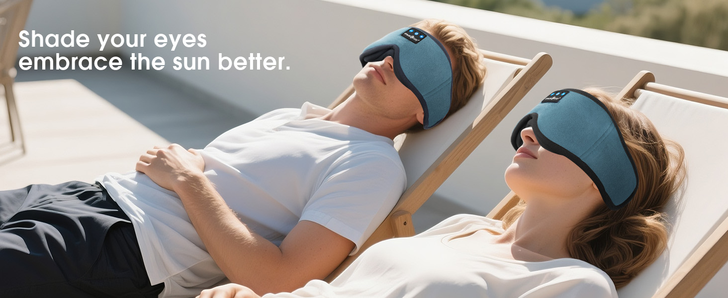Маска для сну Musicozy з навушниками Bluetooth | 100% затемнення, для подорожей, преміум якість | Подарунок для чоловіків та жінок (Синій)