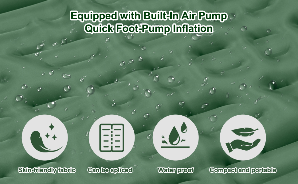 Надувний килимок для кемпінгу Isomatte, 12 см, товщина, з насосом для ніг, водонепроникний, ультралегкий, військовий зелений
