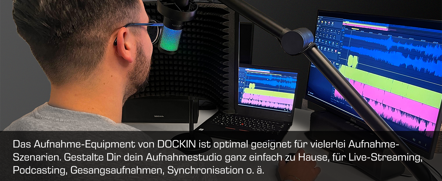 DOCKIN® MP2000: USB мікрофон-конденсатор для ПК, геймінгу, подкастів та стрімінгу - професійний мікрофон з підставкою для запису звуку з чудовою якістю звуку (130dB)
