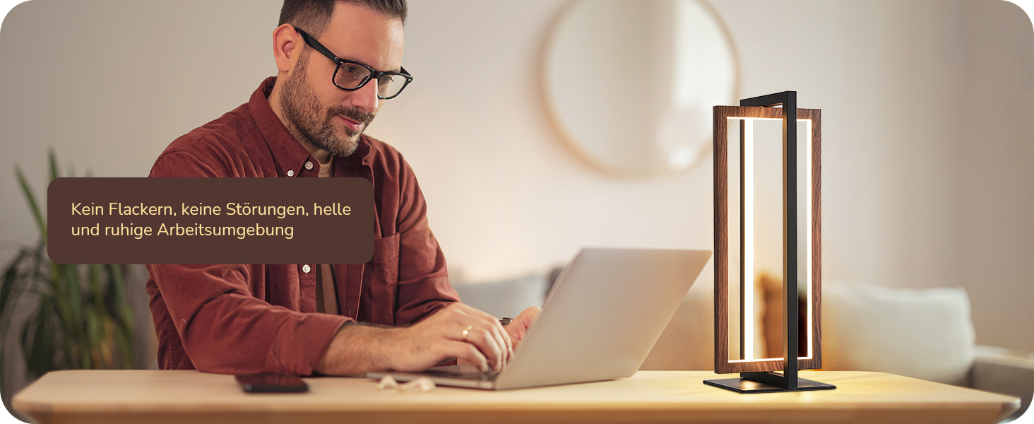 LED настільна лампа EDISHINE з дерева, торкання, регулювання яскравості та функція пам'яті, 3 колірні температури, 350 люмен, сучасна лампа для вітальні, офісу, подарунок (горіх, сучасний стиль)