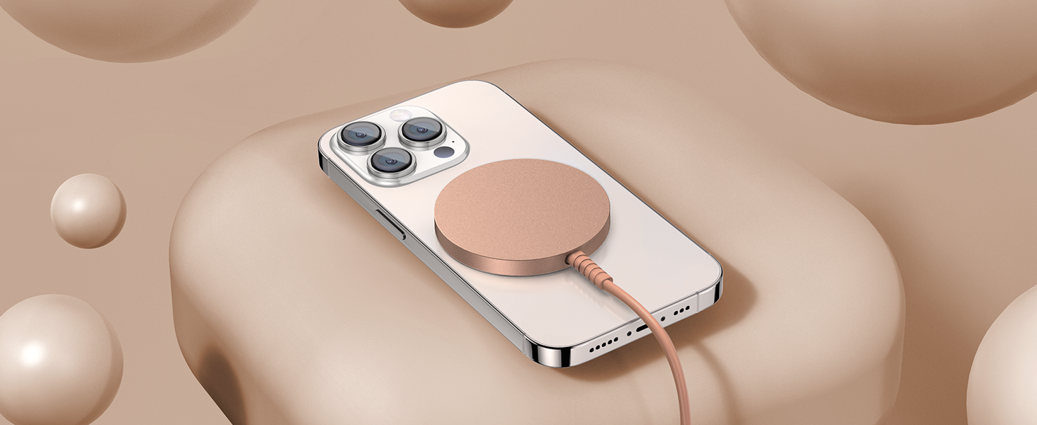 Магнітний бездротовий зарядний пристрій для iPhone 17/16/15/14/13/12 та Air-Pods 4/3/2 Pro (2 шт., рожеве золото)