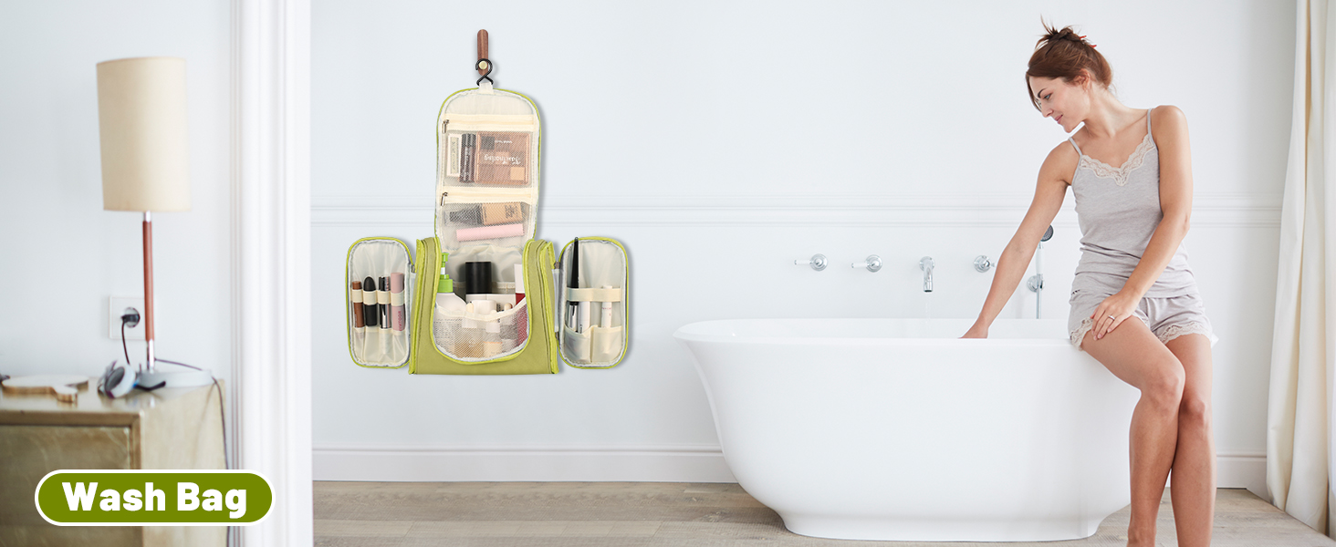 Чоловіча дорожня косметичка з гачком, зелена. Дорожня сумочка для гігієнічних засобів для чоловіків та жінок