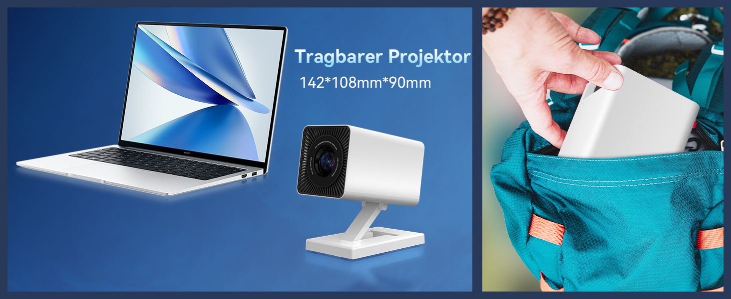 Портативний проєктор Mini Beamer 4K/1080P з Wi-Fi 6 та Bluetooth 5.4, Auto Keystone, 200 дюймів, сумісний з ноутбуками, смартфонами та TV