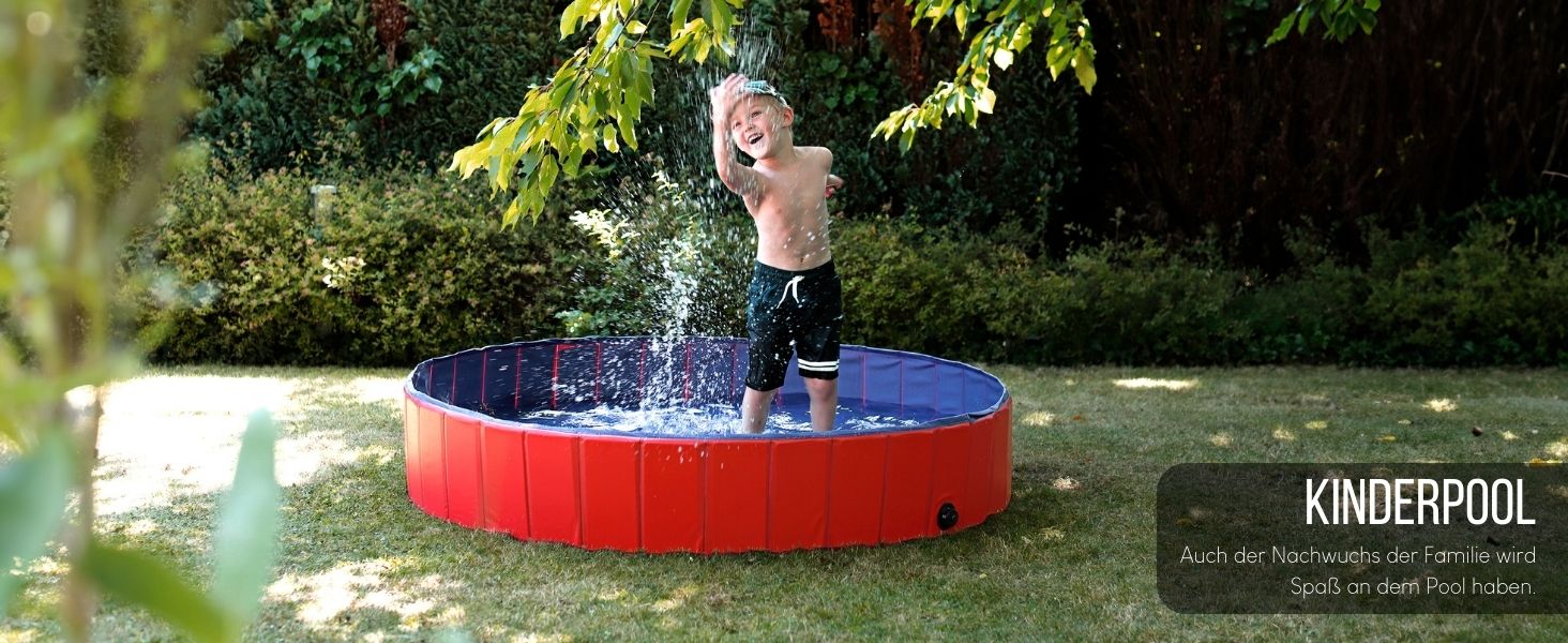 Дитячий надувний басейн Lionto для собак, Ø 80 см, 20 см, антиковзаюче покриття, зливний отвір, без насоса, синьо-червоний, S