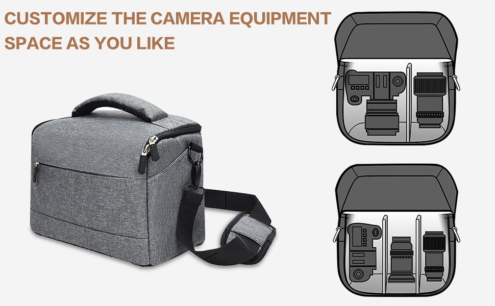 Сумка для камери HIUOUIH: фотосумка для DSLR/SLR камер, 26 x 19 x 15 см, сіра