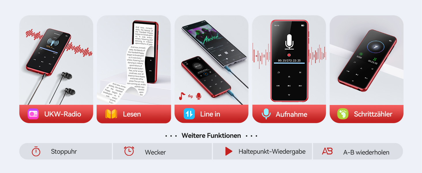 MP3 плеєр AGPTEK 64GB з Bluetooth 5.3, TFT-екраном 2.4