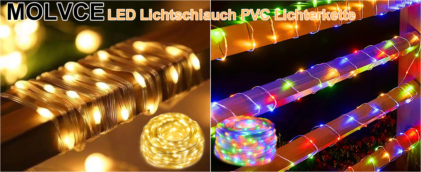 Гірлянда світлодіодна MOLVCE 10м, 100 LED, тепле біле світло, 8 режимів, вологостійка, з таймером, для декору