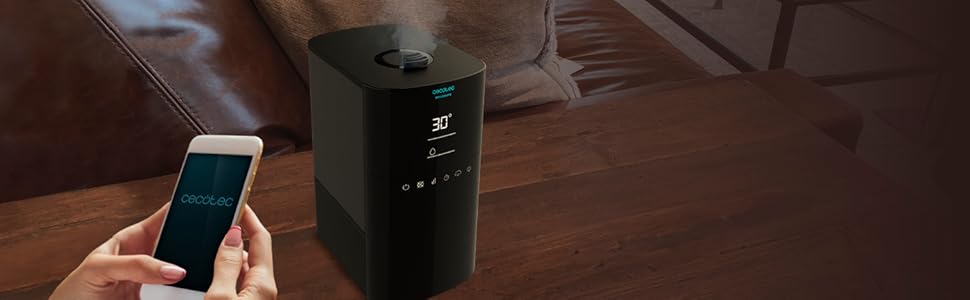 Зволожувач повітря Cecotec BreezeCare 4000 Connected: 6 л резервуар, 400 мл/год, Wi-Fi, сенсорне управління, плазма, 40 м², таймер 12 год, 30W (холодний) / 110W (гарячий)
