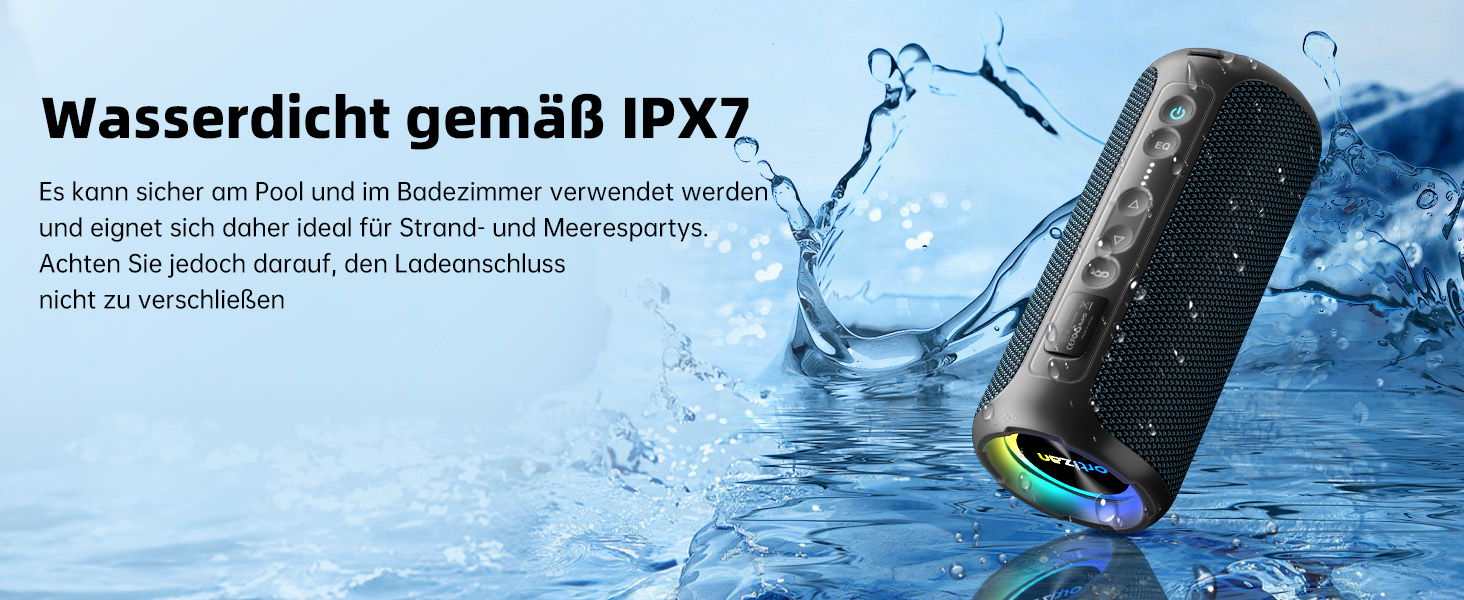 Ortizan X8Pro 40W Bluetooth колонка з мікрофоном, RGB підсвічуванням, водонепроникна IPX7, 30 годин програвання - Navy
