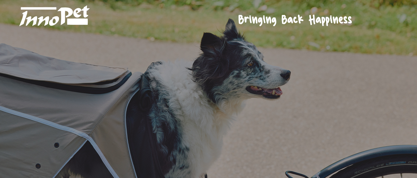 Innopet Sporty Dog Trailer Deluxe: Причіп для собак, велосипедний, червоно-білий - до 30 кг, з дощем.