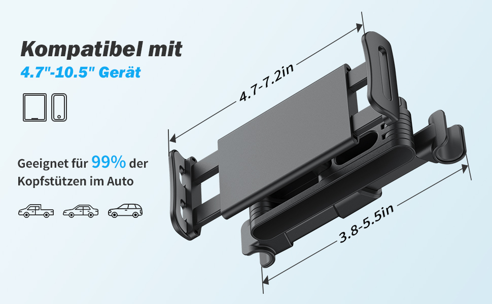Універсальний тримач для планшету в авто Shawe, регульований, сумісний з iPad, Kindle, Fire, телефонами 4.7-10.5 дюймів