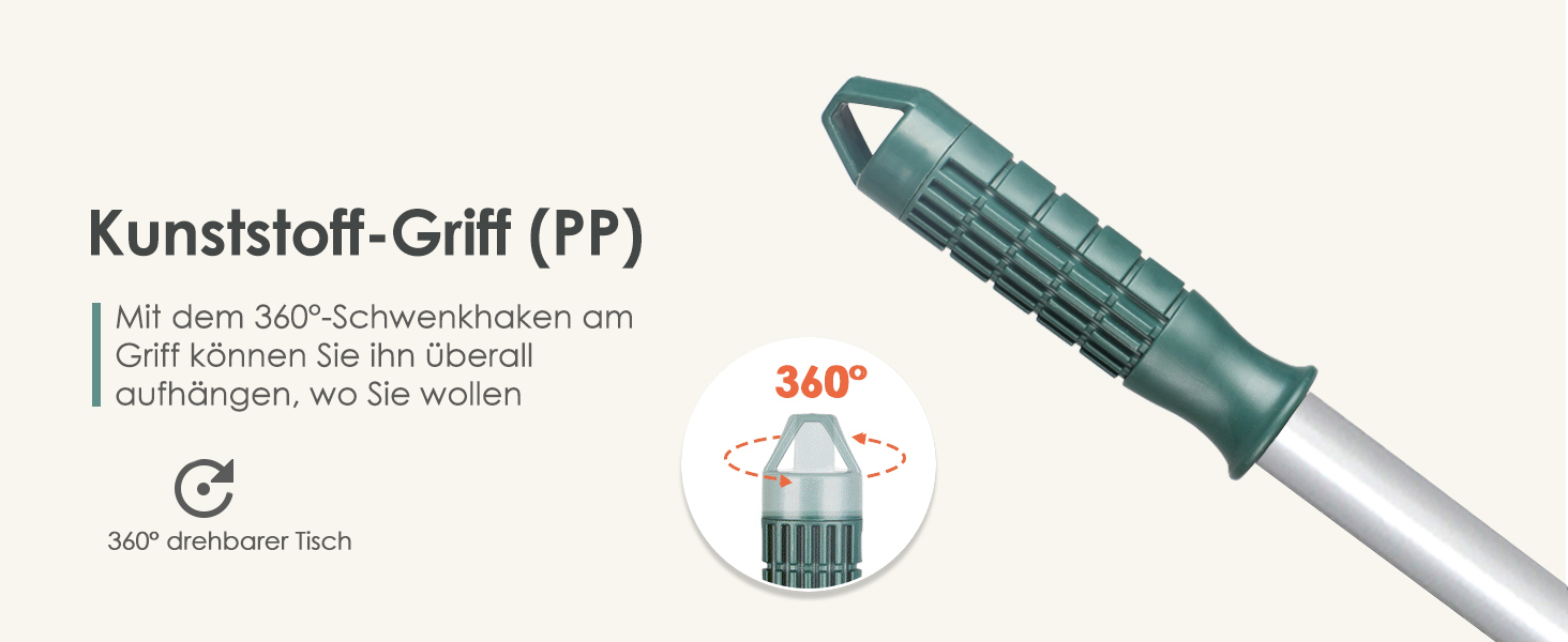 ORIENTOOLS Граблі для газону та листя з регульованою ручкою 120–165 см, 26 міцних пластикових зубців, універсальні садові граблі для трави, листя та кущів