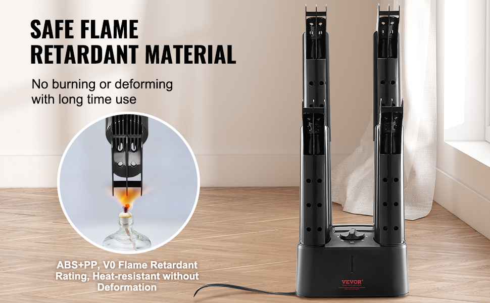 Сушарка для взуття VEVOR з 4-ма трубками, таймером, 200 Вт, підігрівач та сушар для чобіт та взуття