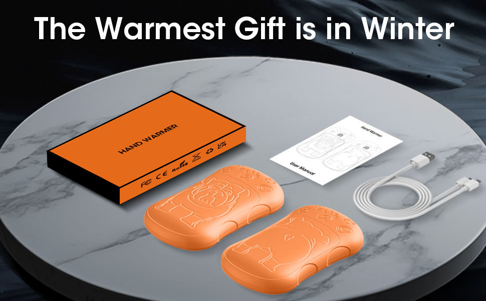 Електричні грілки для рук, 2 шт. 6000 мАг, акумуляторні, багаторазові, для спорту, полювання, кемпінгу, теплий подарунок для жінок, чоловіків, дітей (Помаранчевий)