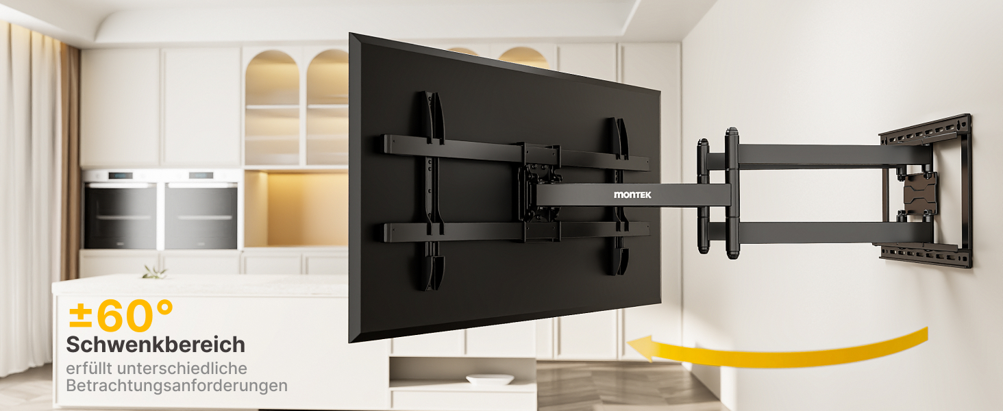 Кріплення для телевізора monTEK 1080mm для 43-90 дюймів (Flat/Curved), до 60 кг, поворотне та нахильне, VESA 800x400 mm