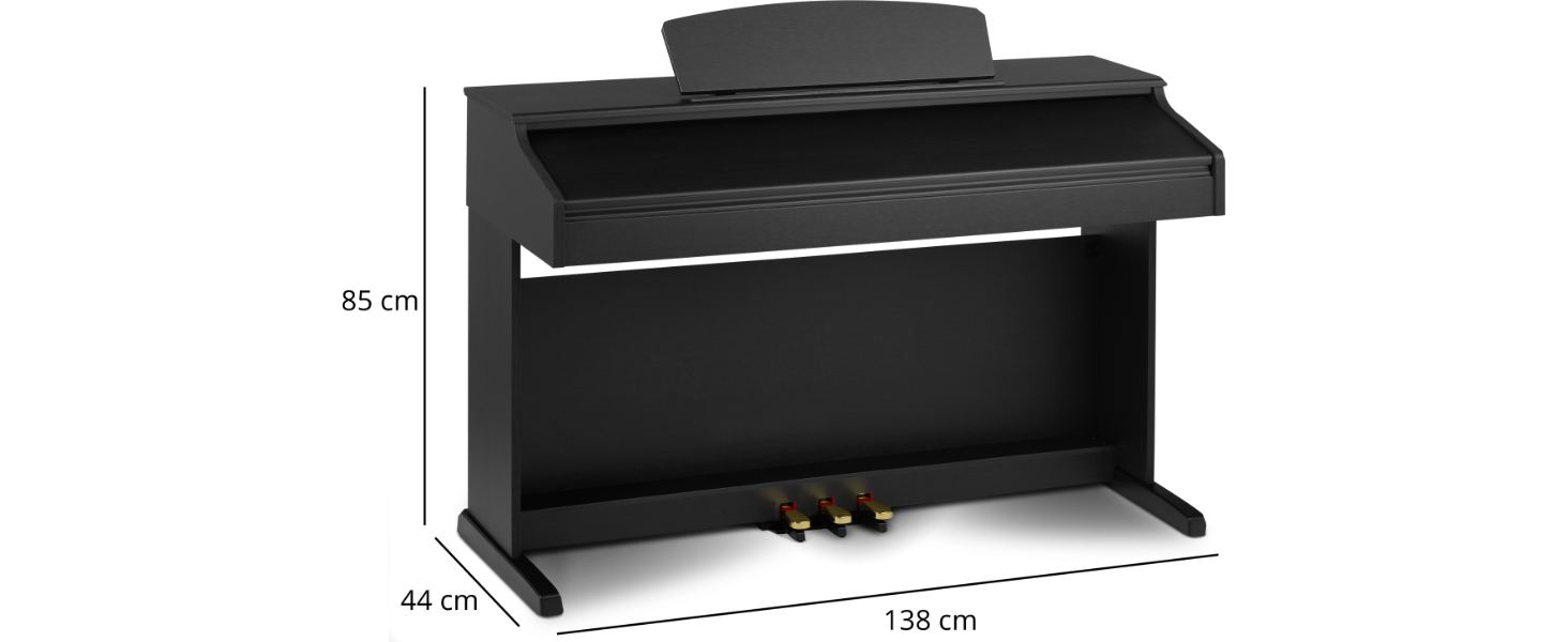 Цифрове піаніно Cantabile DP-50 SM E з 88 клавішами та молоточковим механізмом, 14 голосів, USB, 3 педалі, роз'єми для навушників, підставка для нот - в комплекті банкетка, навушники, навчальний курс - чорний матовий