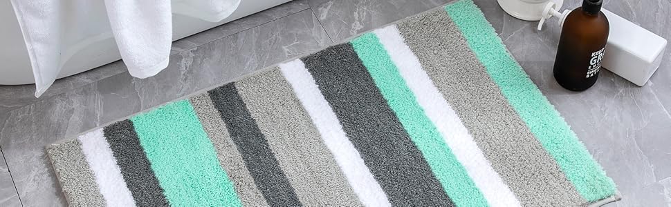 MIULEE Килимок для ванної кімнати смугастий, антиковзний, 40x60 см (60x90 см), зелено-сірий