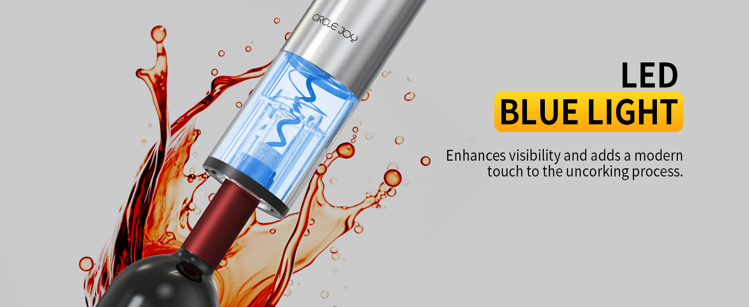 Електричний відкривачка вин CIRCLE JOY 6-в-1 з зарядною станцією, комплект з нержавіючої сталі, з обрізачем фольги, аератором та 2 вакуумними закривачами