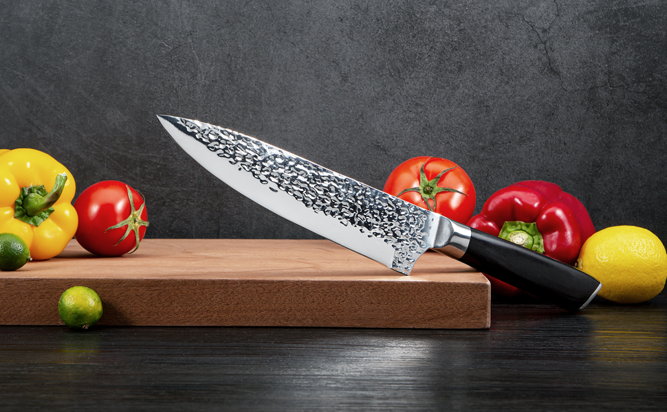 Набір кухонних ножів Messerblock 6-TLG з блоком: професійний набір з нержавіючої сталі з ергономічною ручкою з ебену, кухонний, м'ясний, хлібний, універсальний та овочевий ножі