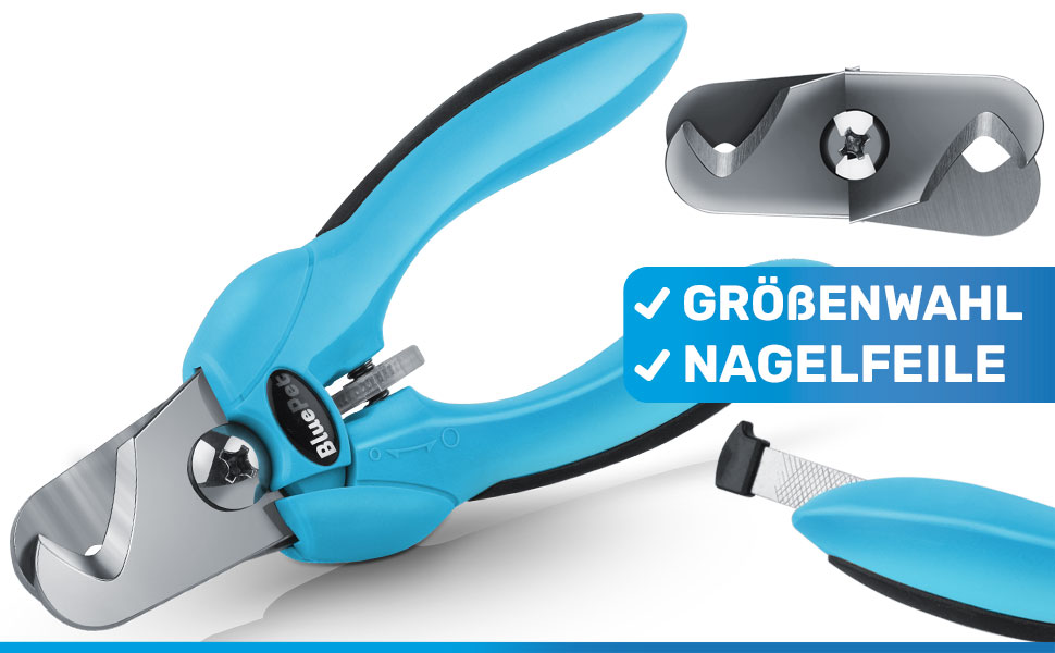 Ножиці для обрізання кігтів BluePet Profi Krallenschere для собак та котів - професійні, регульовані, з напильником, рожеві (M-XL)