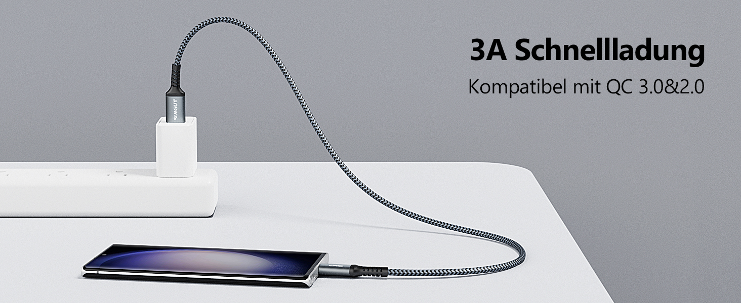 Кабель USB-C SUNGUY 30см, 10Gbps, USB 3.1 Gen 2, сумісний з iPhone 16/15 Pro Max, Galaxy S24, Google Pixel, Android Auto, Huawei P40/P30 (Сірий)