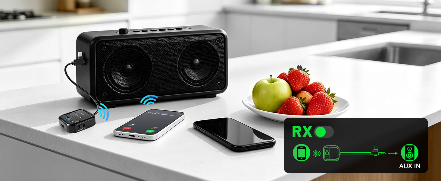 Bluetooth-адаптер 6.0 2-в-1 для літака та авто: ресивер та трансмітер для навушників, AirPods та колонок