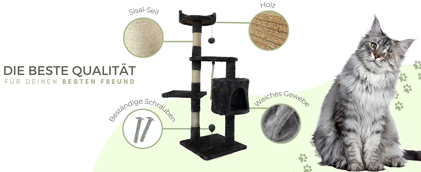 Драбина для котів Mobiclinic® Pets Silvestre, сіра, середнього розміру, з платформами та укриттям