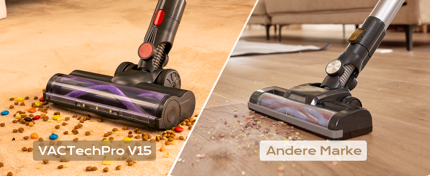 Бездротовий акумуляторний пилосос V15: 35KPa, 6-в-1, для твердих підлог та килимів, видаляє шерсть тварин