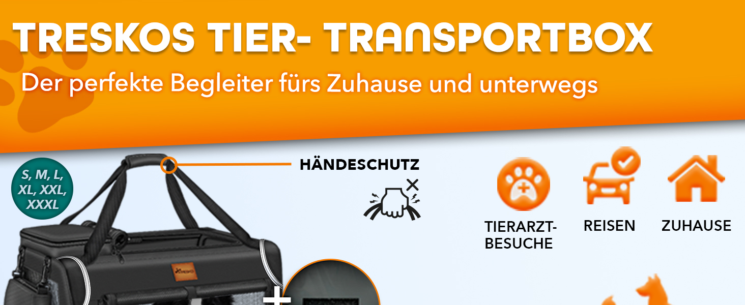Транспортна переноска для собак та котів TRESKO® S (50x34x34 см) з підкладкою, шпателем та відбивачами | Переноска для собак та котів | Міцна переноска для собак, сіра