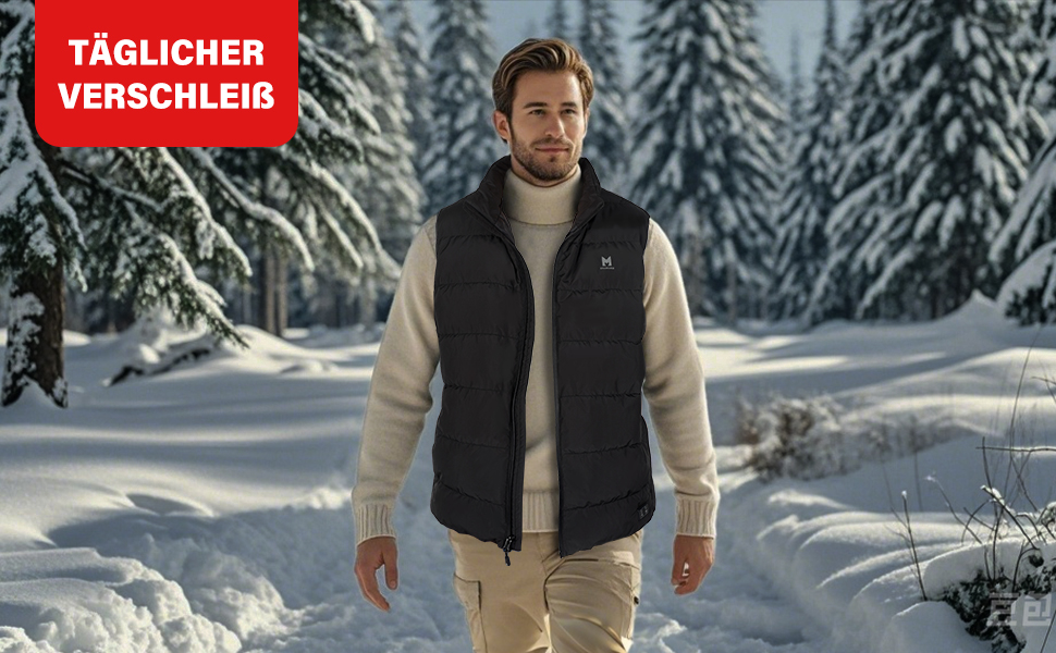 Обогревна жилетка для чоловіків та жінок, 6 зон нагріву, 3 температурні режими, для зимових видів спорту на відкритому повітрі, чорна жилетка з пухом, Back-EU (L)