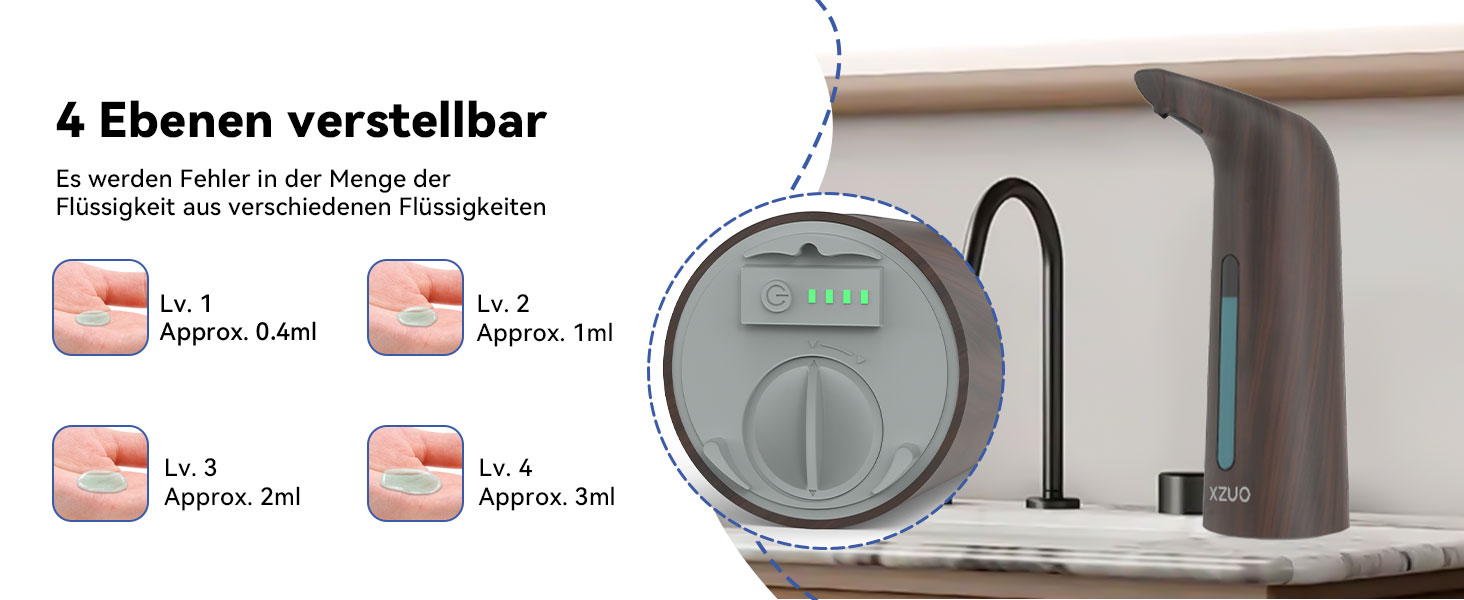 Автоматичний безконтактний диспенсер для мила з 4 рівнями регулювання, 400 мл, електричний, на батарейках, для встановлення на стіл, з інфрачервоним сенсором, бронзовий (400 мл, глибока зернистість)