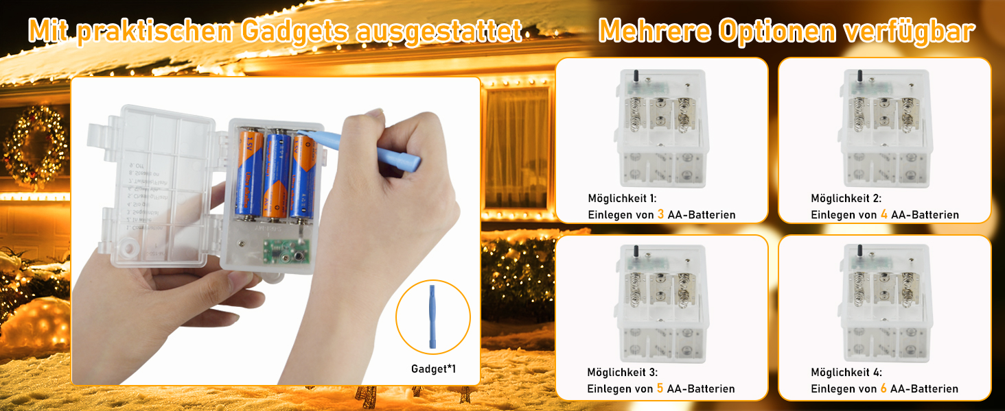 Ланцюжок прикрас для дому та саду на батарейках, 30м, 300 LED, з таймером, 8 режимів, тепле біле світло, вологостійкий, для декору кімнати, вечірки, балкону, ялинки