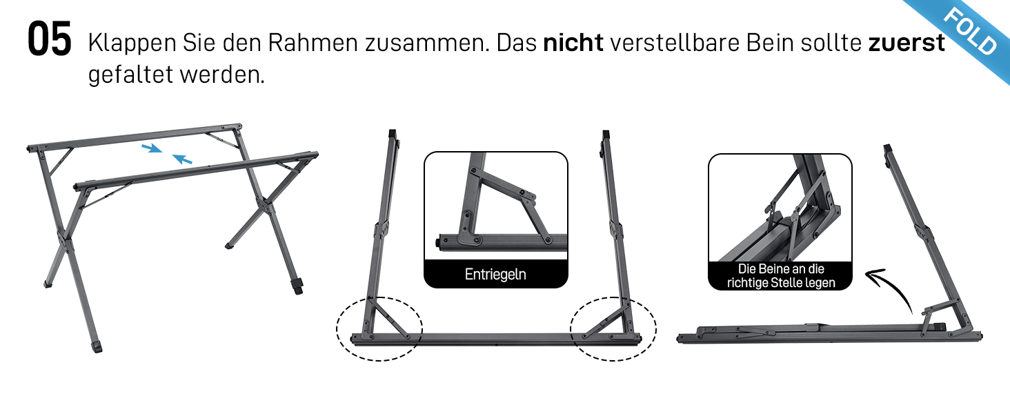 Розкладний туристичний стіл EVER ADVANCED 120x70 см, алюміній, 100 кг, сірий