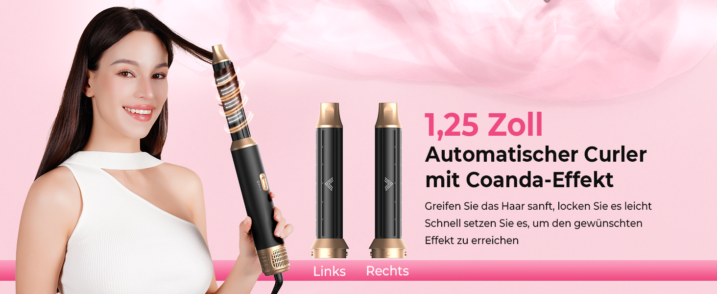 Мультистайлер для волосся 5 в 1 Atopskins Air Styler 1000W: фен-щітка, вирівнювач та плойка для сушіння, завивки та гладкого волосся (Darkschwarz)