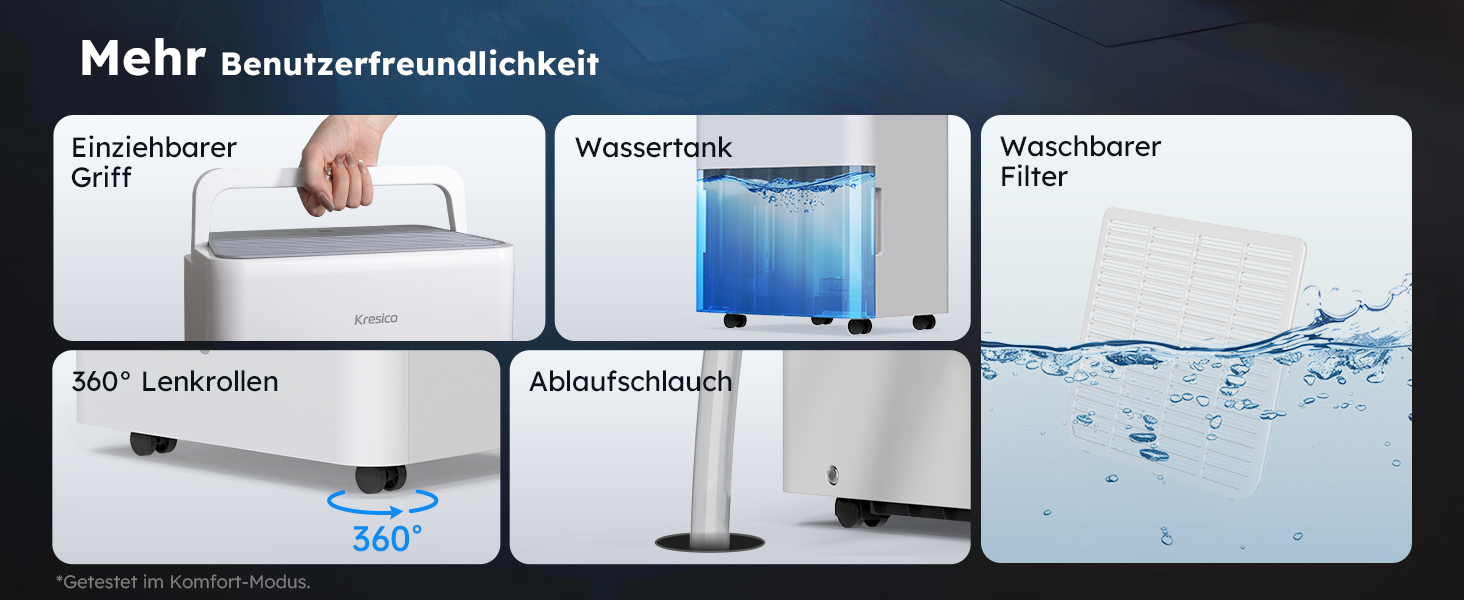 Електричний осушувач повітря 50L/24H для підвалу та приміщень до 125 м², з таймером, шлангом та фільтром, гарантія 10 років Gar