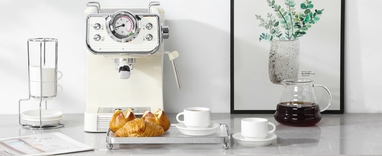 Набір чашок еспресо MALACASA 4 шт., 75 мл, з підставками та стійкою, біле порцелянове виробництво Італії, сумісні з посудомийною машиною, серія Regular 75 мл