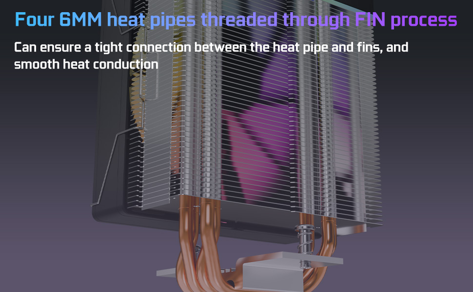 Кулер для CPU Jungle Leopard KF420E з дисплеєм температури, 4 heat pipes, 1800RPM ARGB PWM вентилятор, для LGA 115X/1200/1700/1366/2011/1851, AM4/AM5 (Чорний)