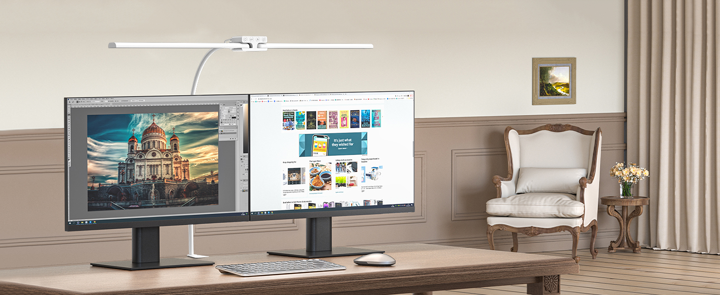 LED настільна лампа EppieBasic 24W з регулюванням яскравості, 80см, з кріпленням, захистом для очей, гнушим шийкою, для офісу, монітора, робочого місця, з таймером, чорна