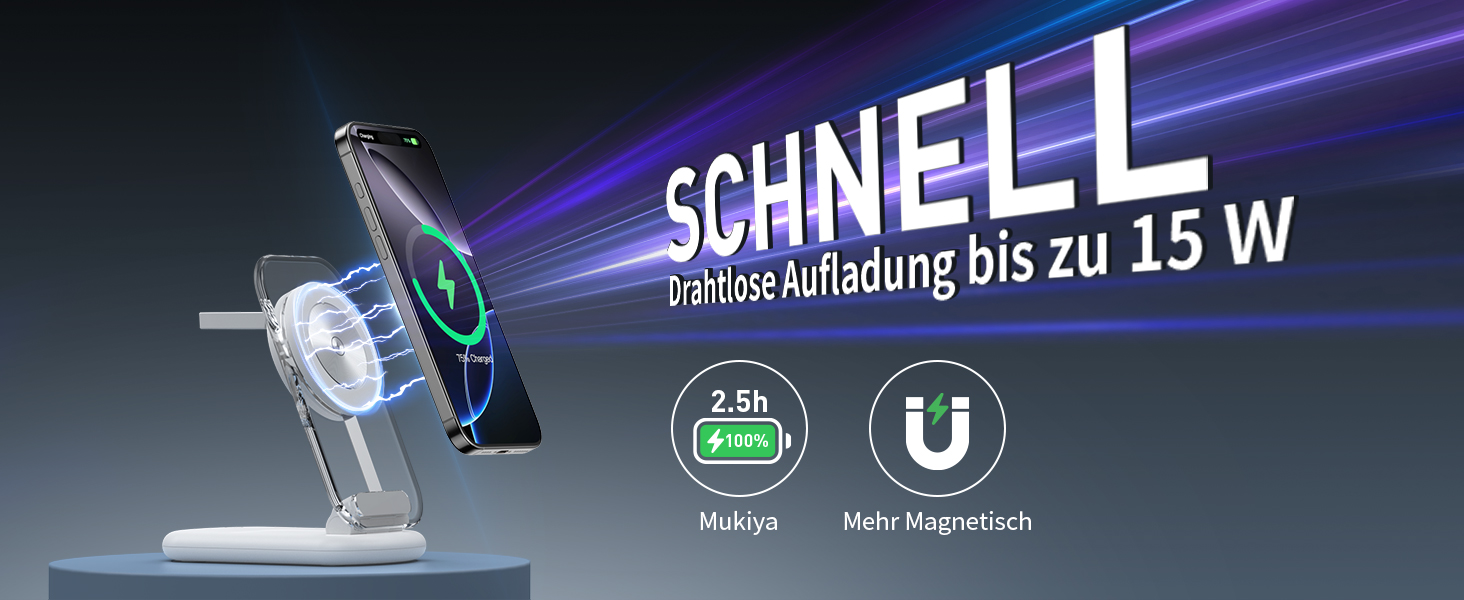 Зарядний пристрій MagSafe 3-в-1 для iPhone та Apple Watch, складний, білий (Elfenbeinweiß)