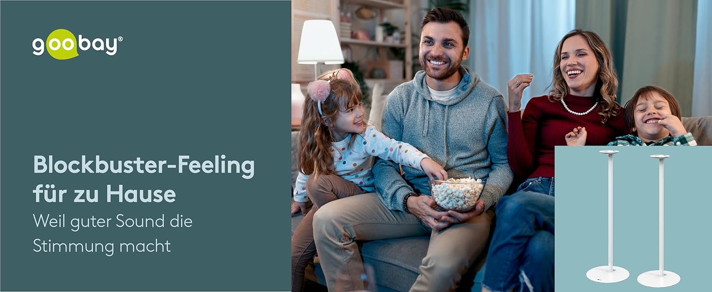 Стійка-підставка для колонки Sonos Era 100 від Goobay, з кабелем-менеджментом, біла, висота 71 см, витримує до 3 кг (71983)