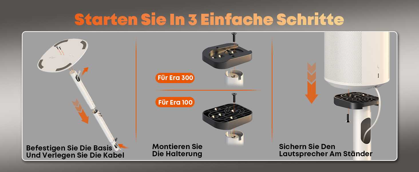 Регульовані підлогові стійки для акустики Sonos Era 100 та Era 300. Висота 74-99 см, міцна база, максимальне навантаження 5 кг (білий)